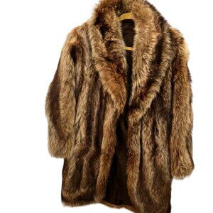 Racoon Fur Vintage mid length Fur Coat M